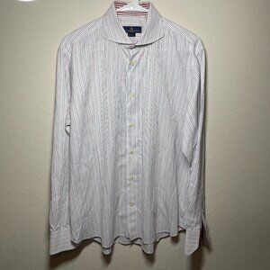 Eredi Roma Pisano Made in Italy Light Blue Striped Cotton Dress Shirt 17/43